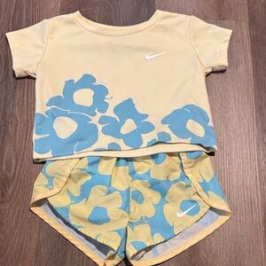Nike Yellow and Blue Floral Activewear Set